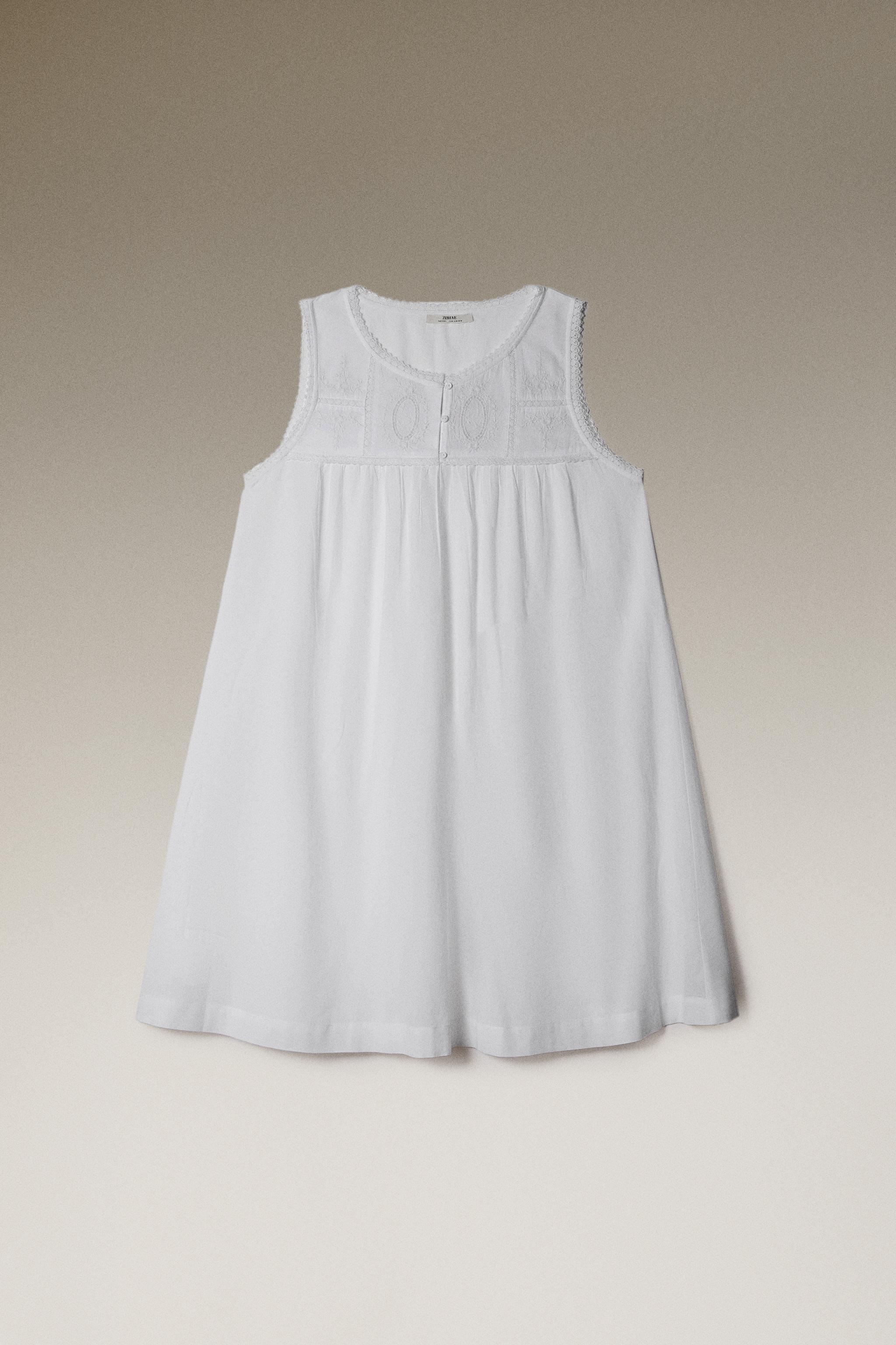 EMBROIDERED COTTON NIGHTGOWN
