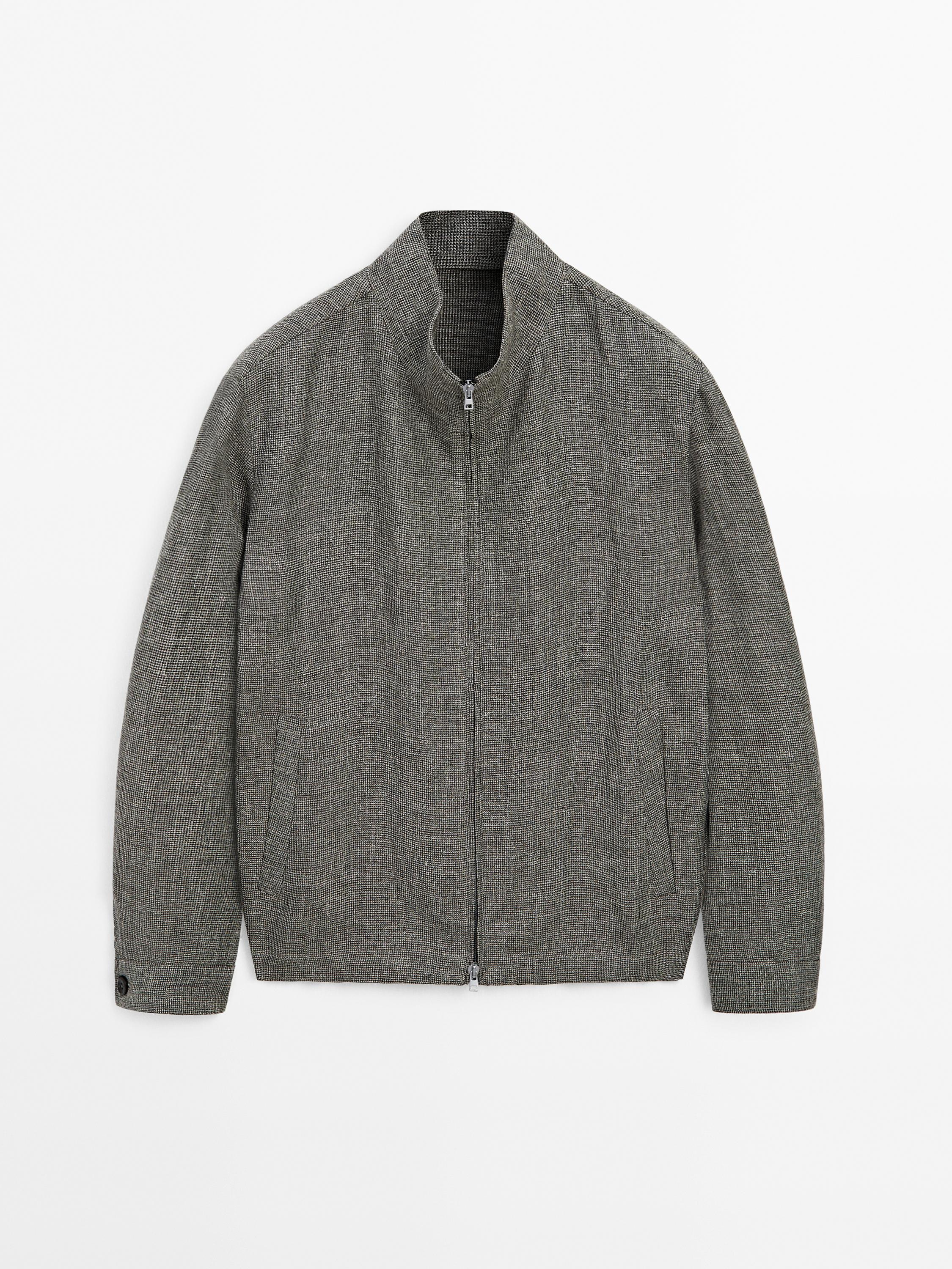 Faded textured linen blend jacket