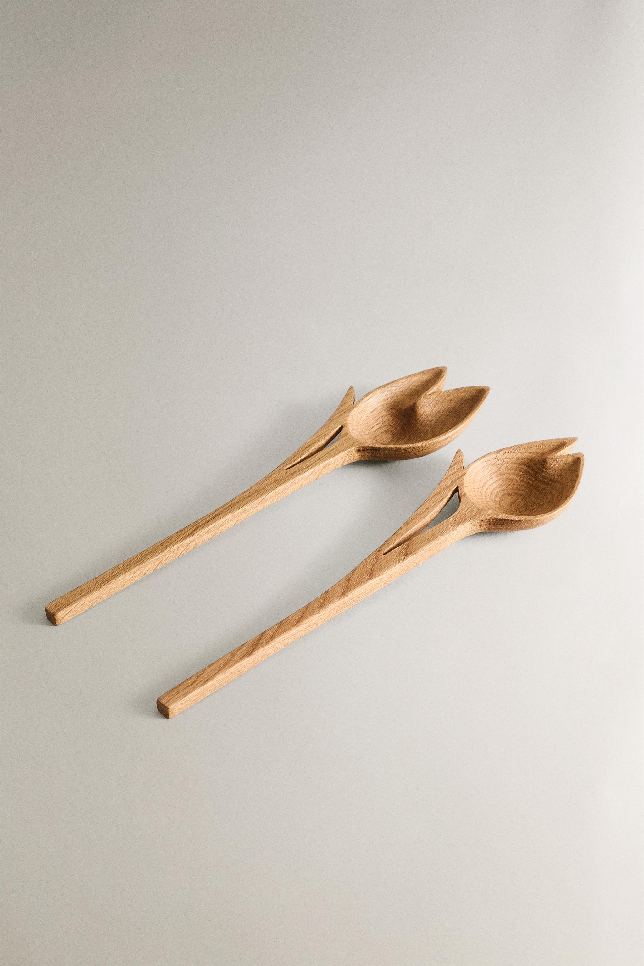 TULIP WOOD SALAD FLATWARE SET (SET OF 2)