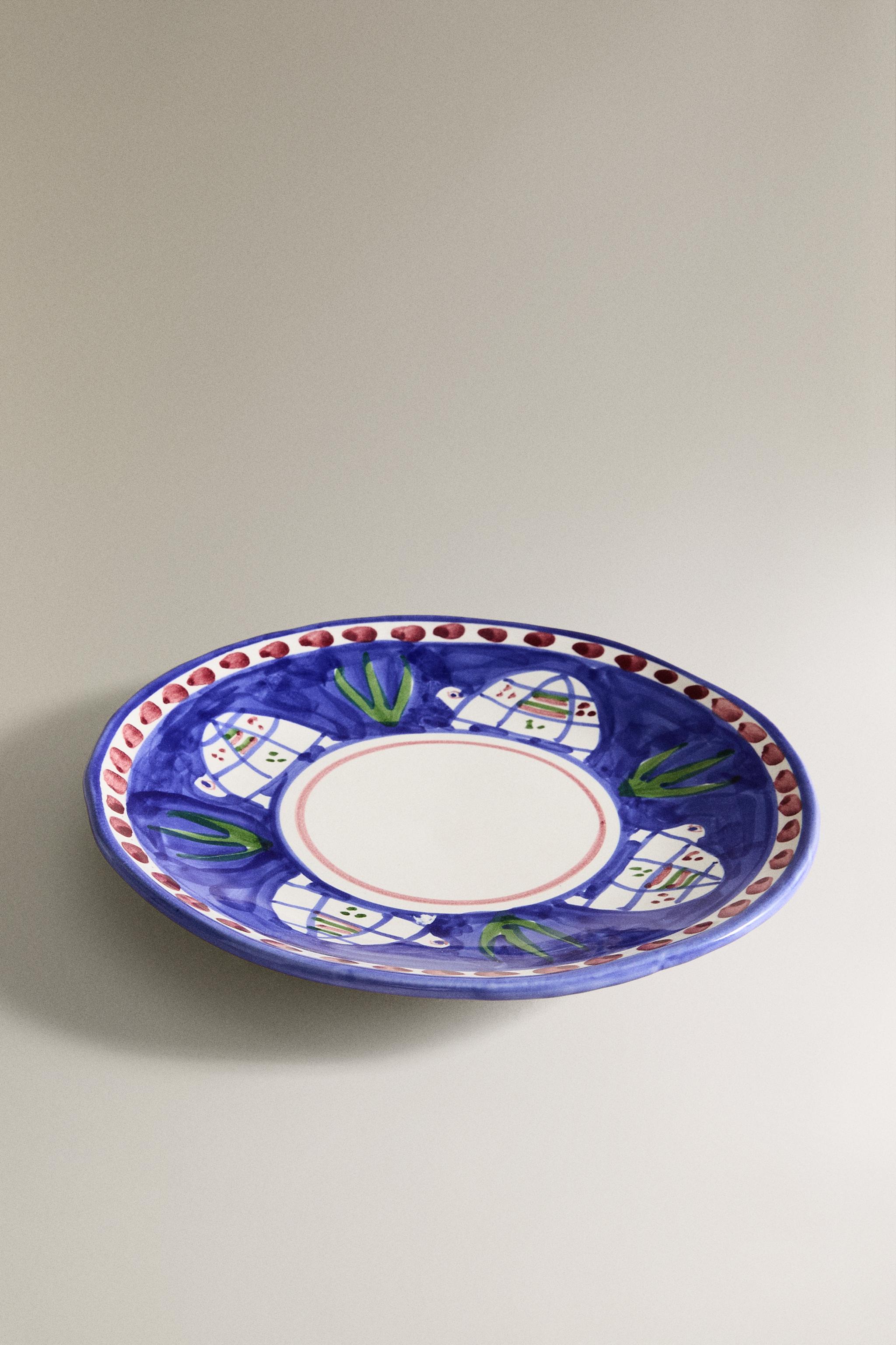 PAINTED CERAMIC DESSERT PLATE