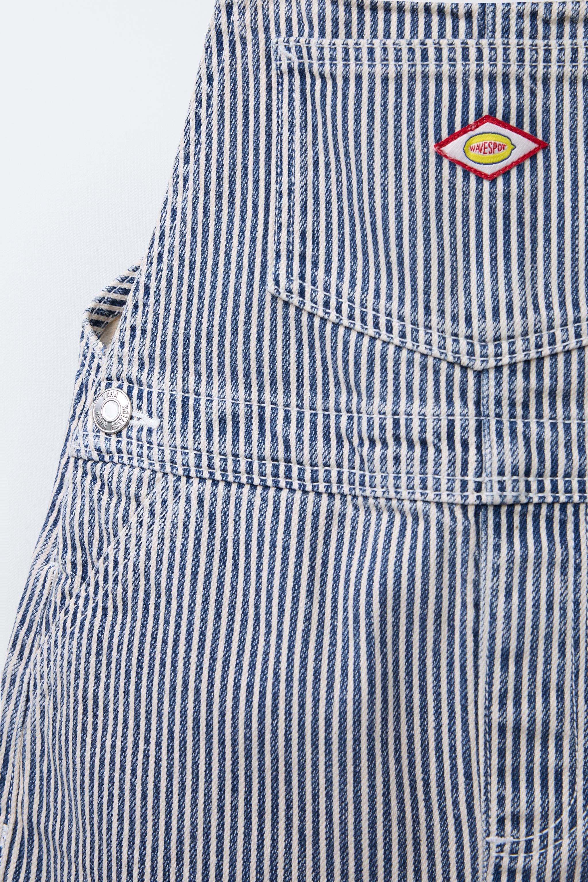 STRIPED TWILL OVERALL SHORTS