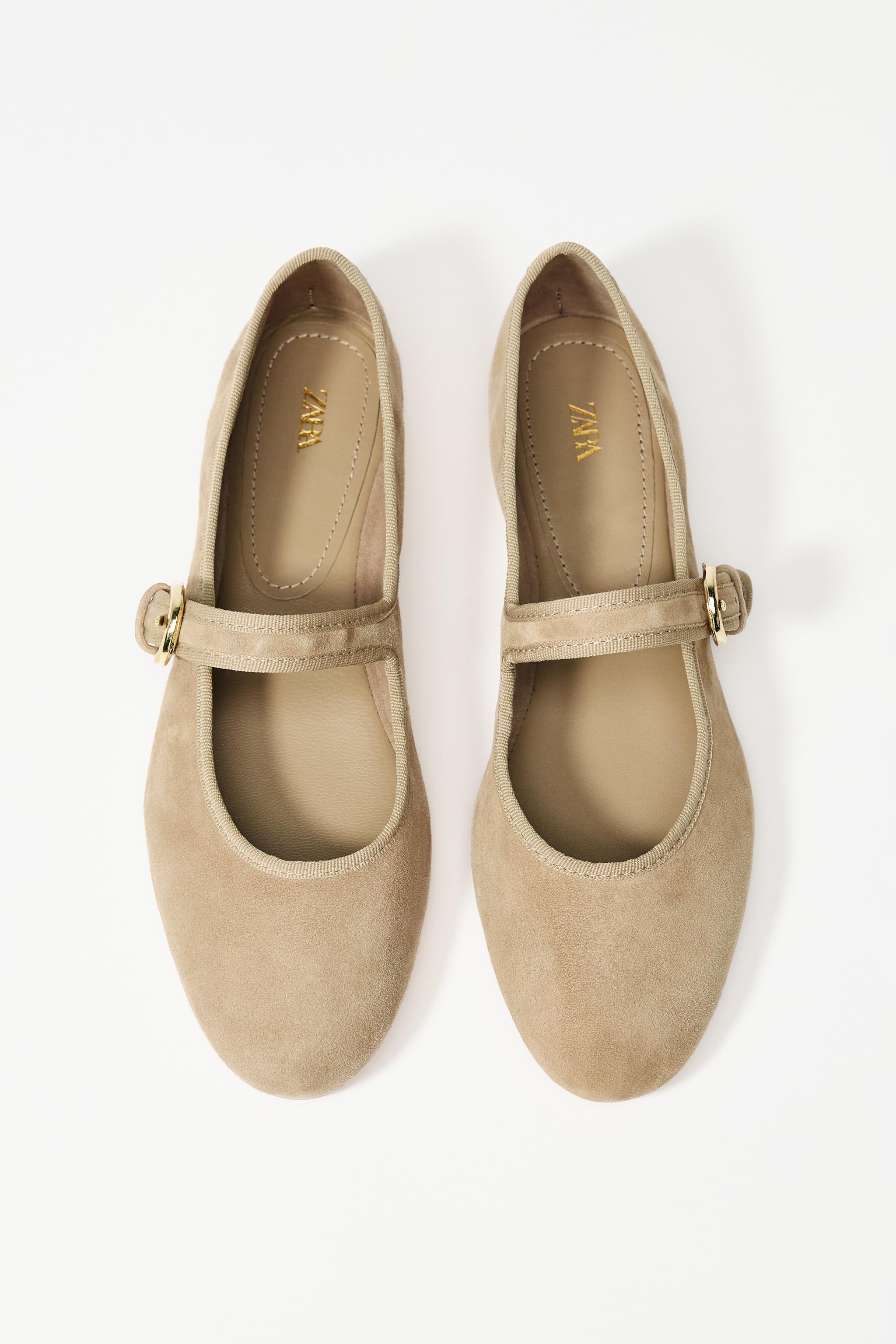 SUEDE STRAP BALLET FLATS
