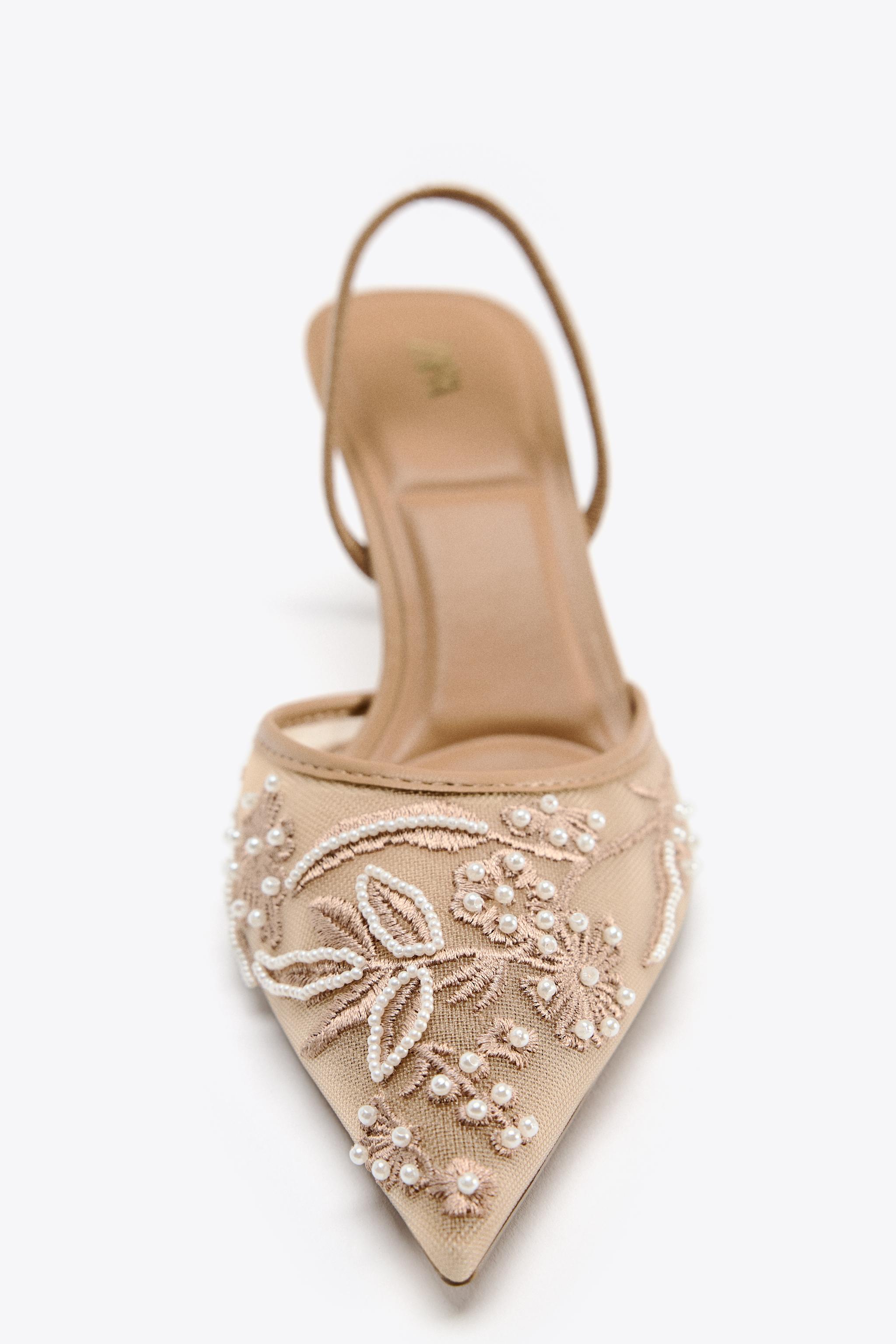 EMBROIDERED MESH SLINGBACK SHOES