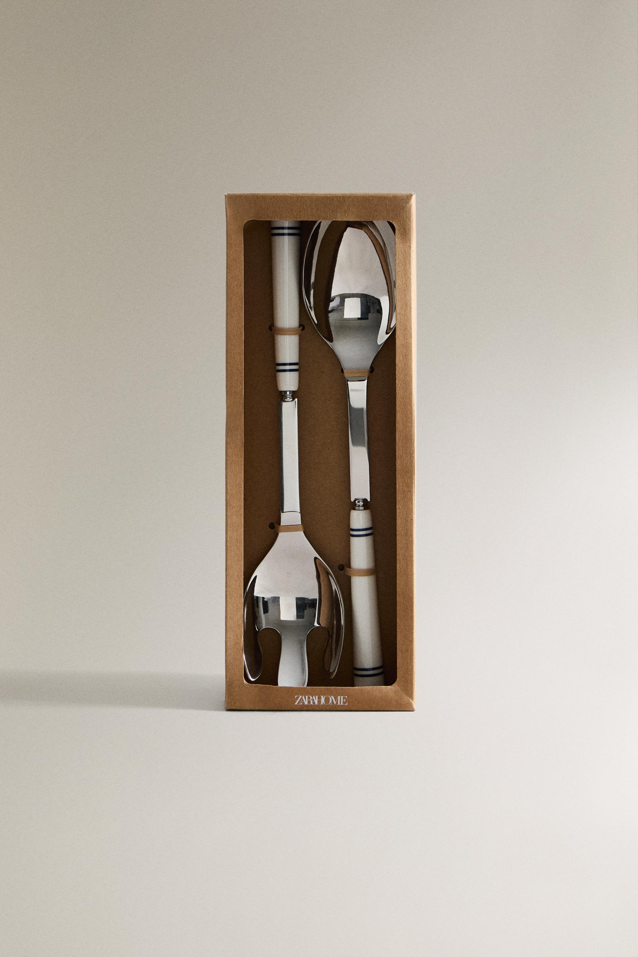 CERAMIC SALAD FLATWARE SET (SET OF 2)