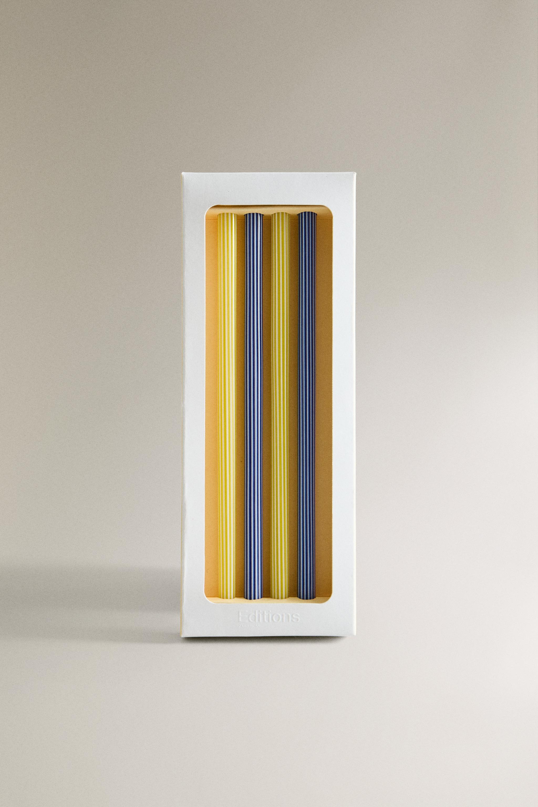 SET OF STRIPED BOROSILICATE GLASS STRAWS (SET OF 4)