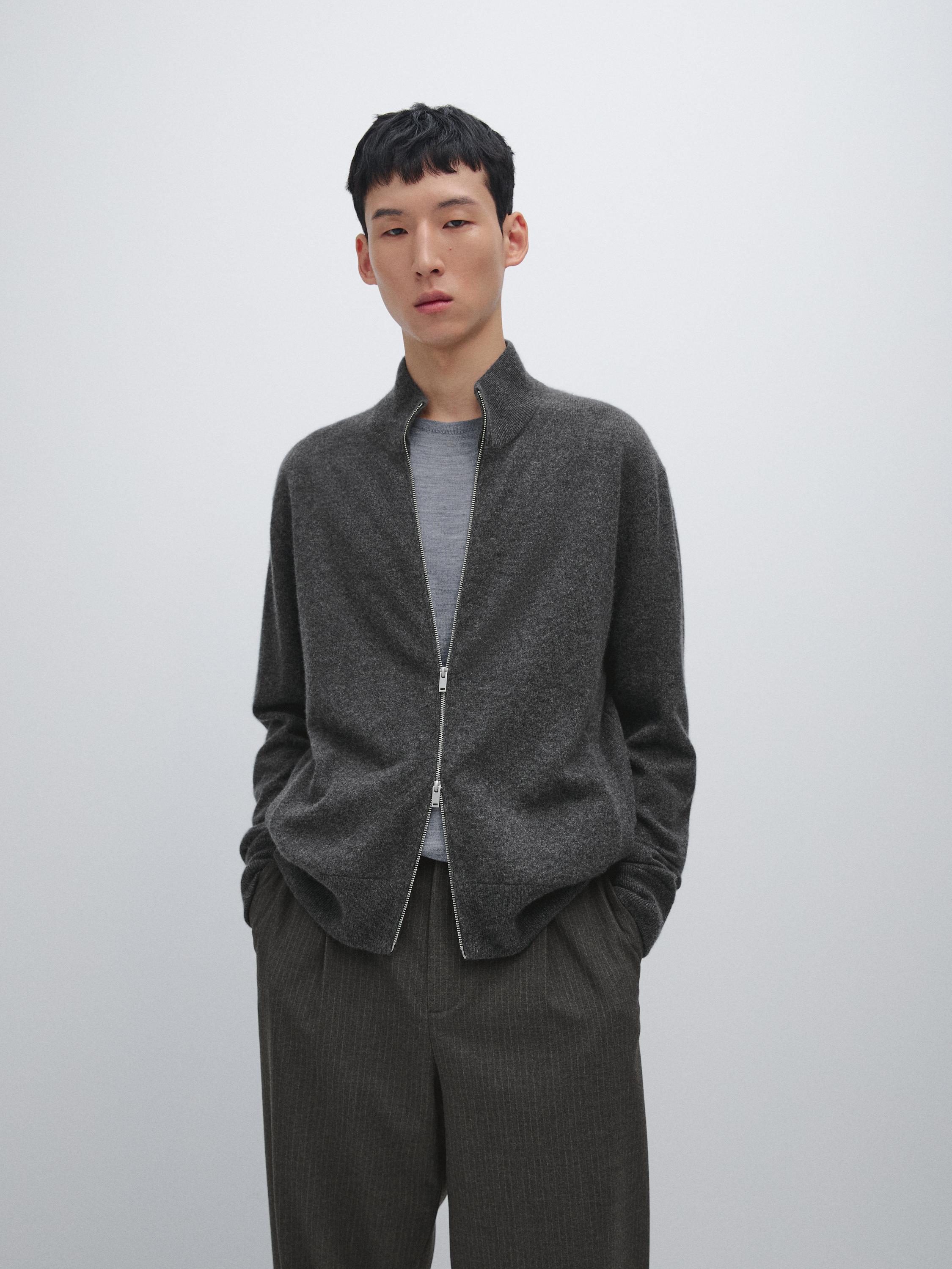 100% cashmere zip-up cardigan