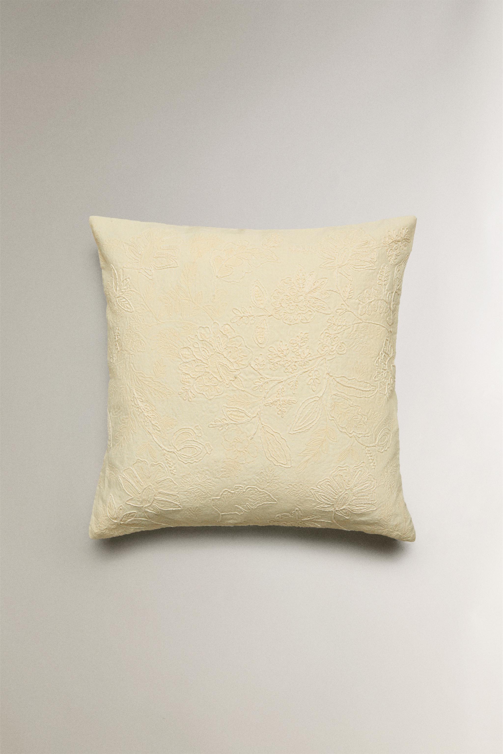 EMBROIDERED THROW PILLOW COVER