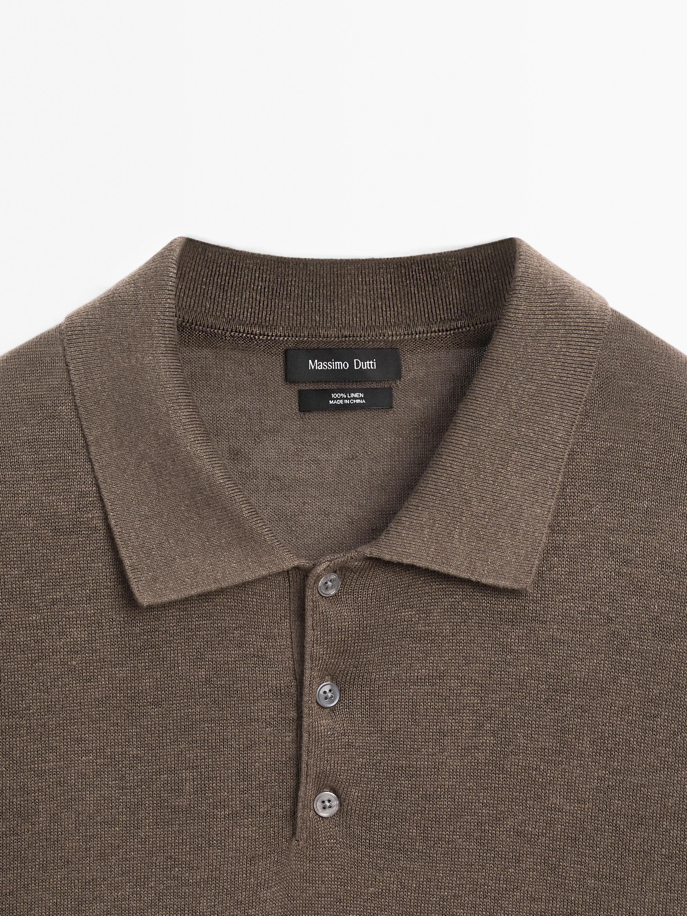 100% linen knit polo shirt