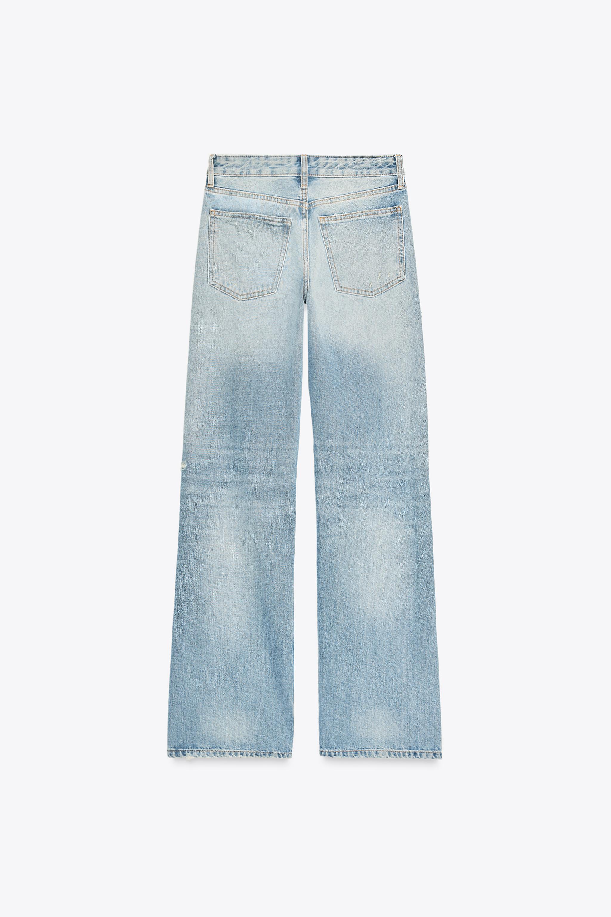 TRF MID-RISE RIPPED WIDE LEG JEANS