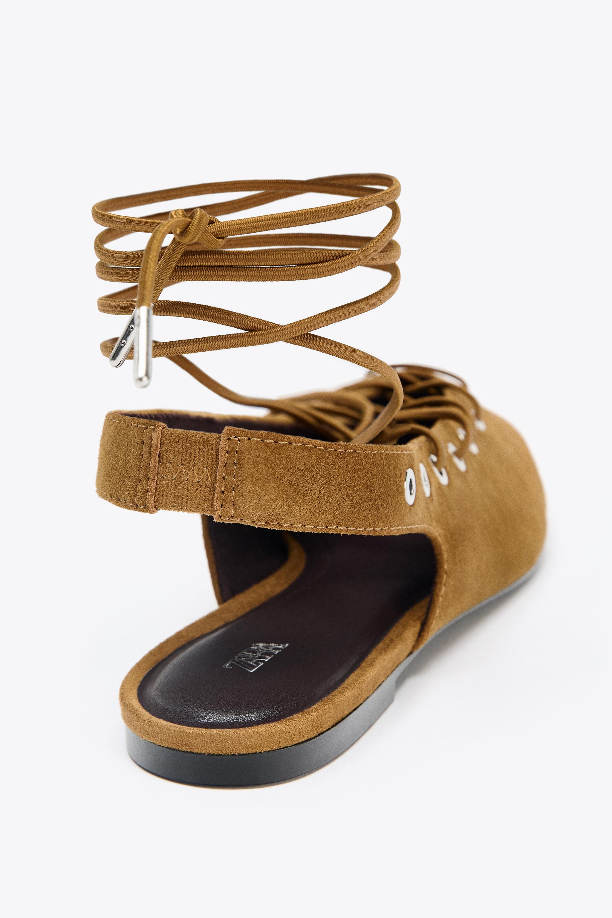 SUEDE TIED SLINGBACK SHOES