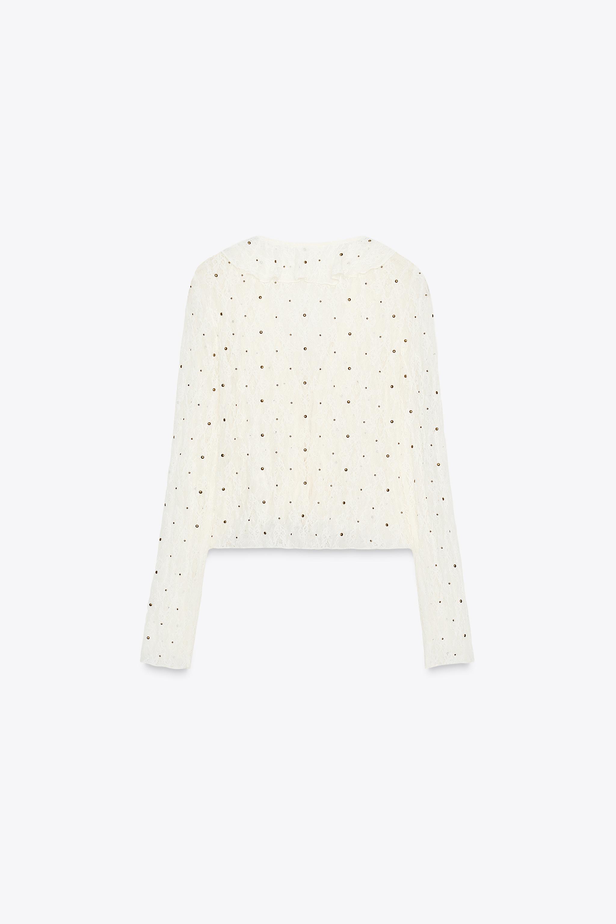 STUDDED LACE TOP