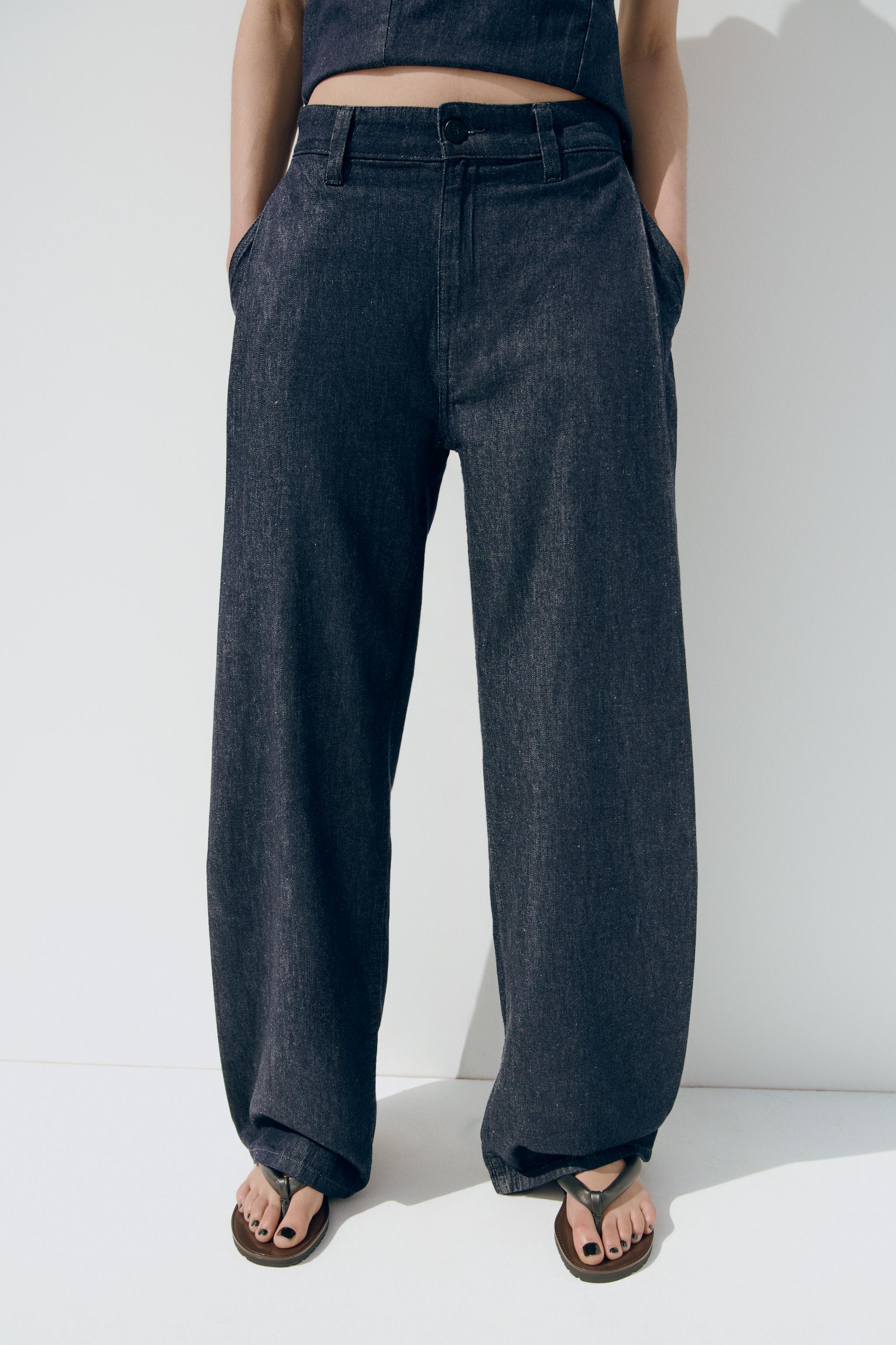 TRF PLEATED DENIM PANTS