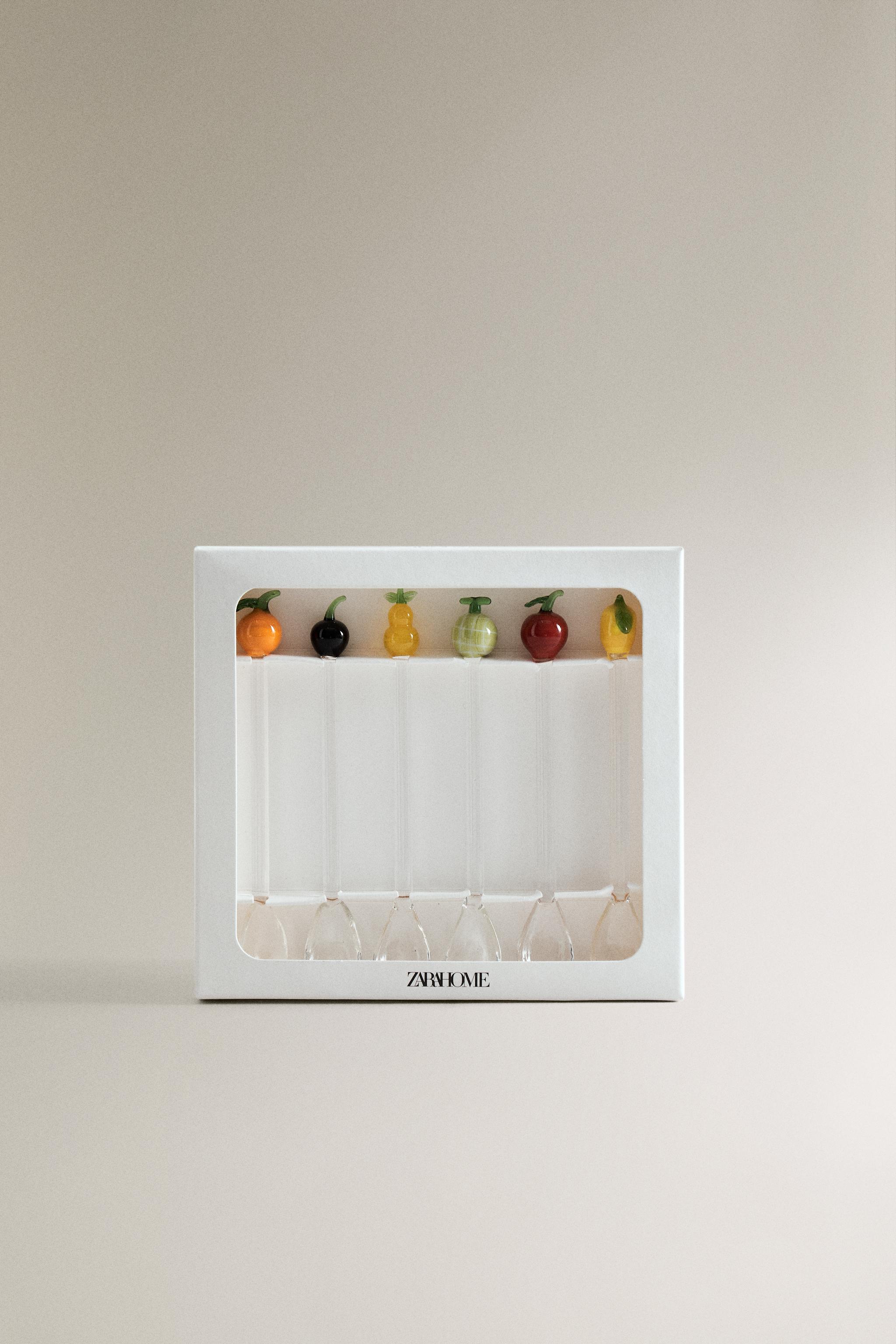 SET OF GLASS FRUIT DESSERT SPOONS (SET OF 6)