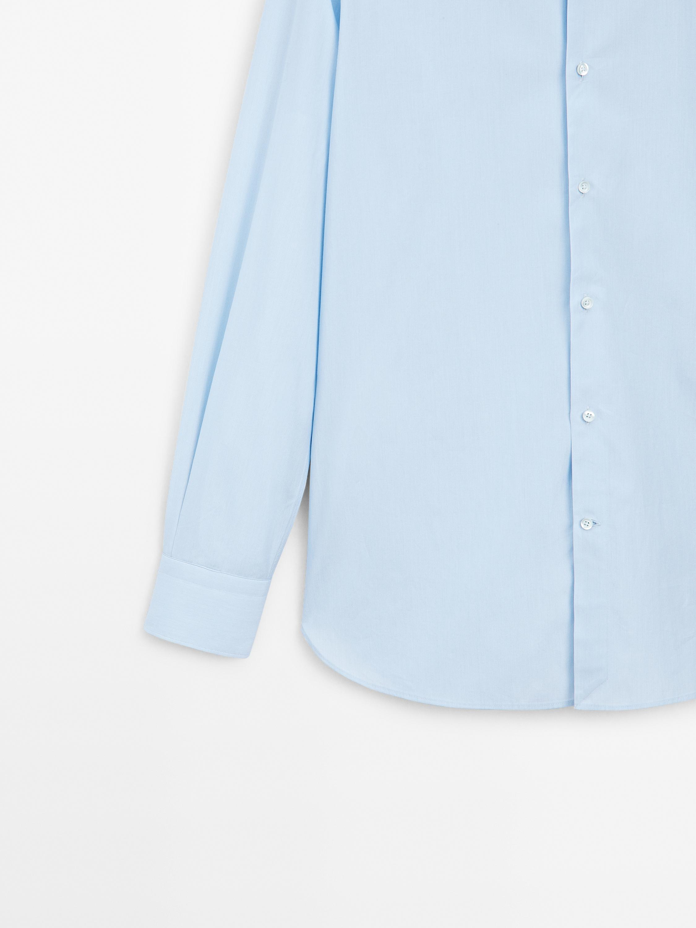 Slim fit striped 100% cotton shirt