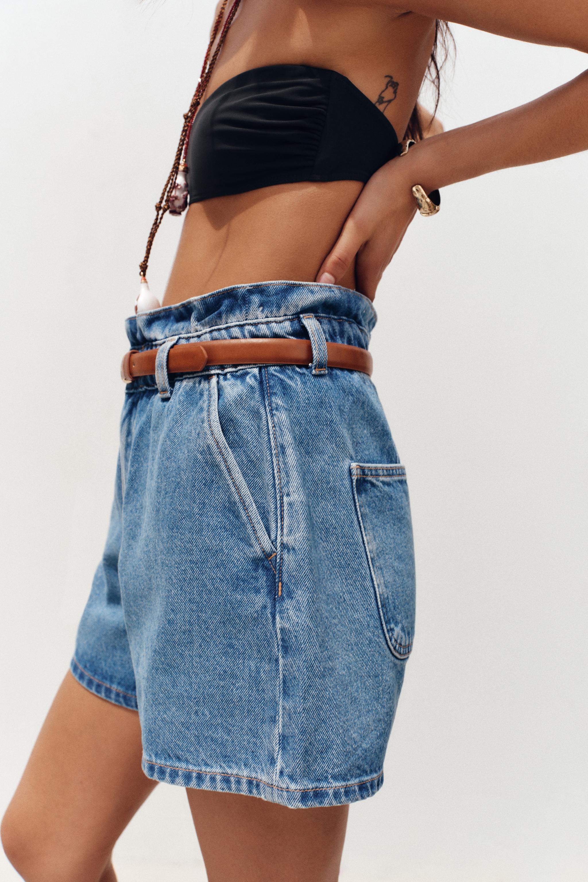 Z1975 DENIM PAPERBAG BELTED SHORTS