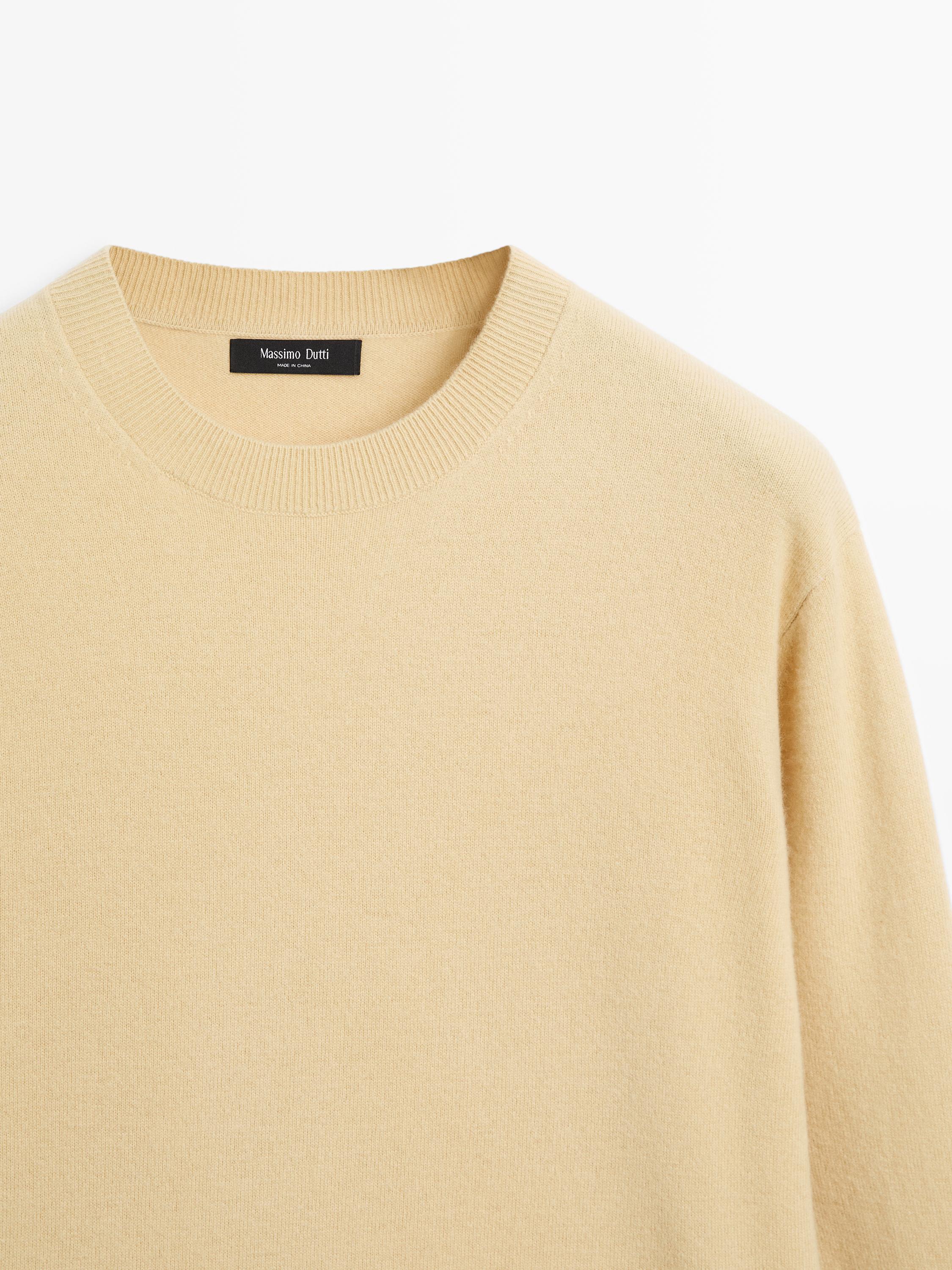 Wool blend crew neck knit sweater