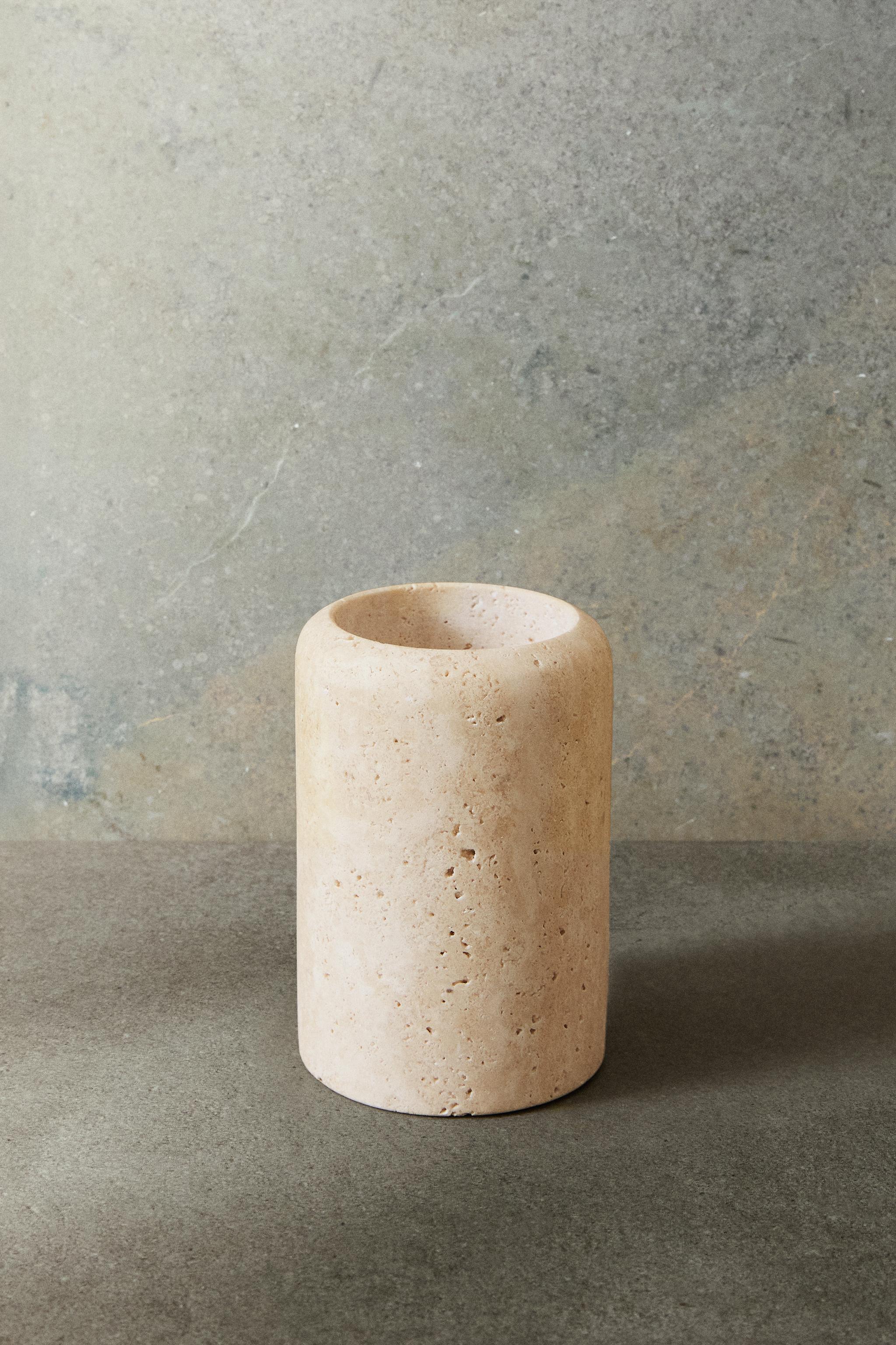 BEIGE MARBLE TOOTHBRUSH CUP