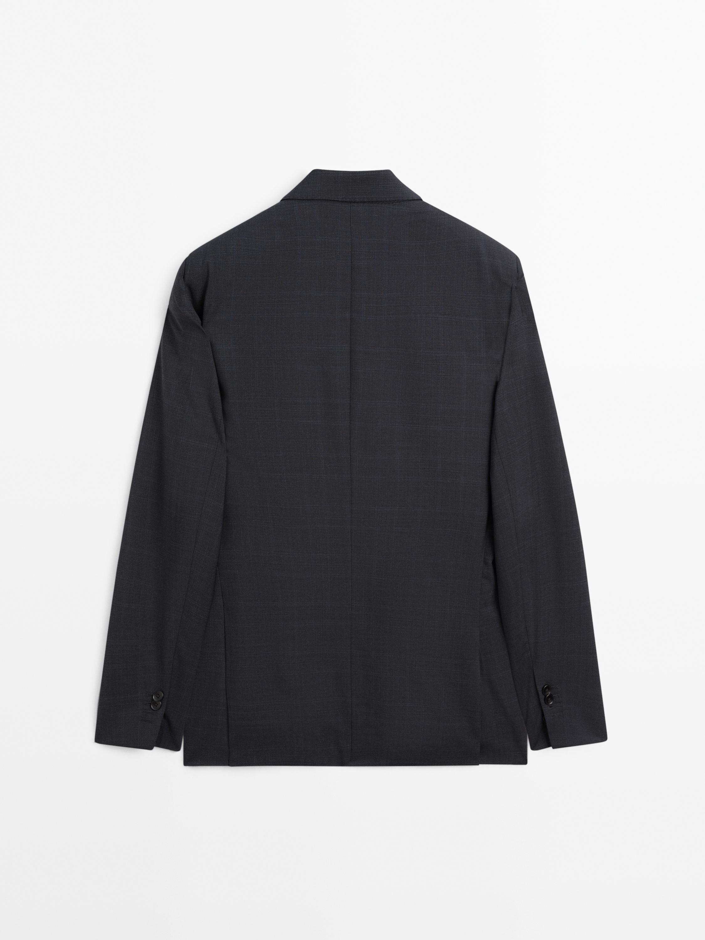 100% wool check suit blazer