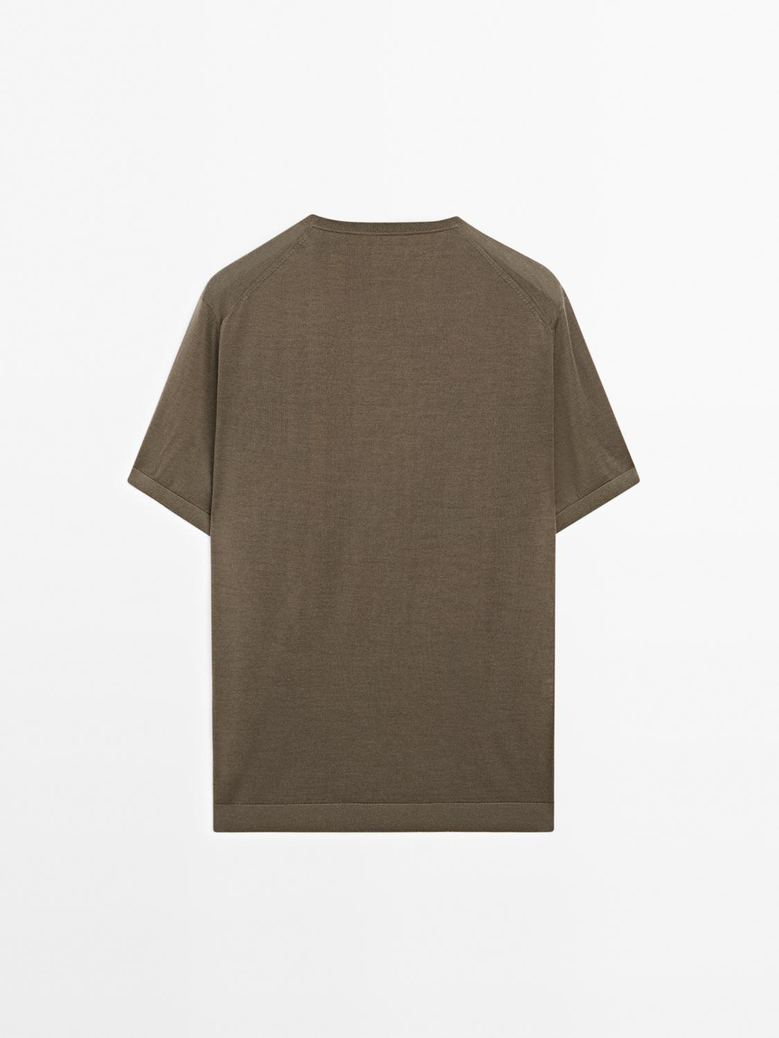 Short sleeve knit wool blend T-shirt