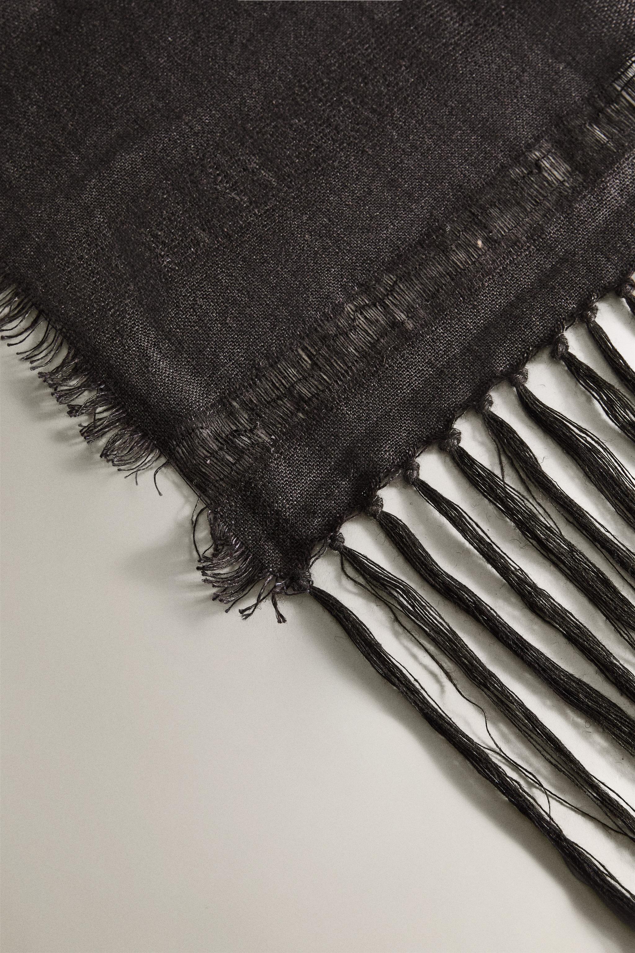 FRINGED LINEN BLANKET