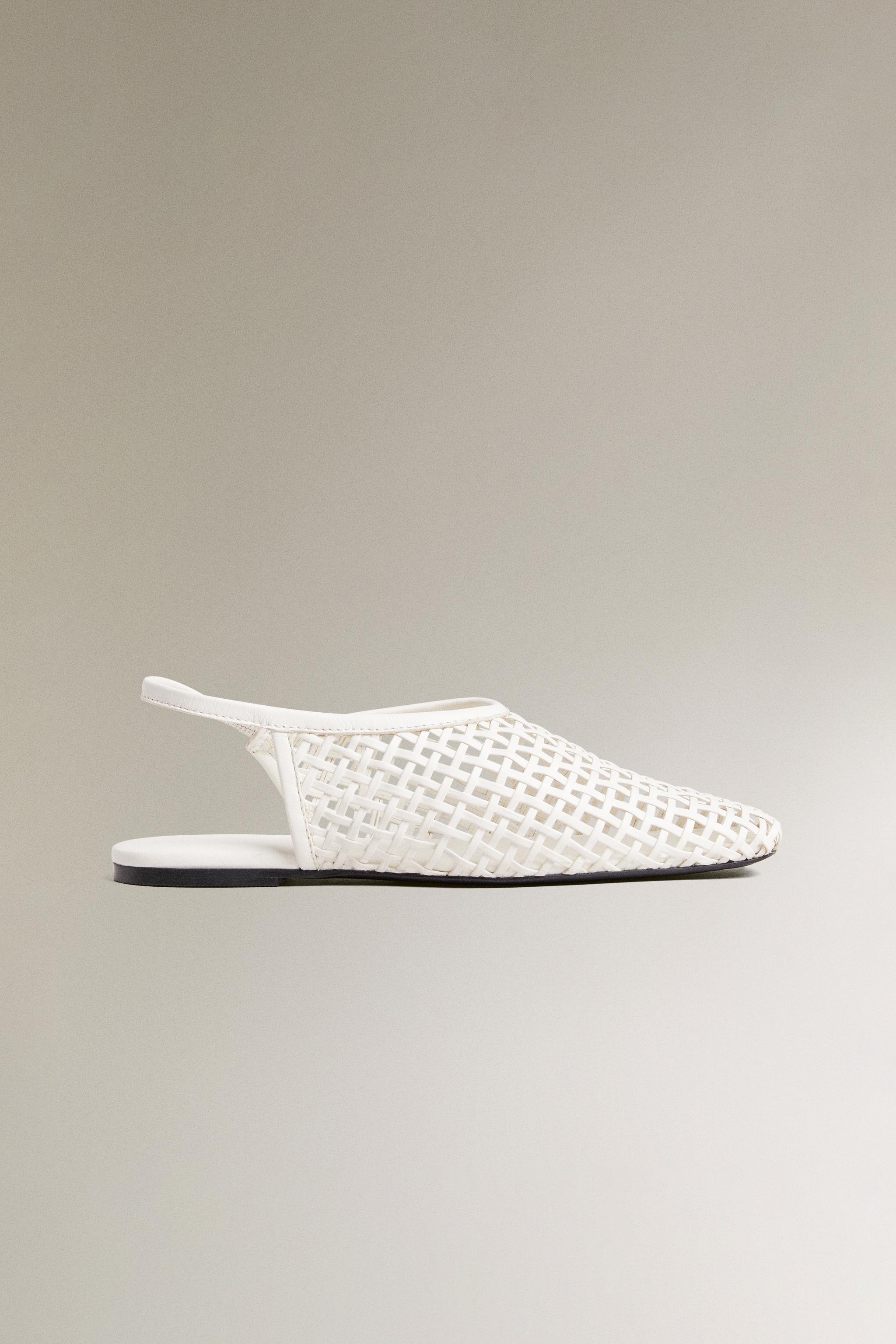 BRAIDED LEATHER SLINGBACK BALLET FLATS