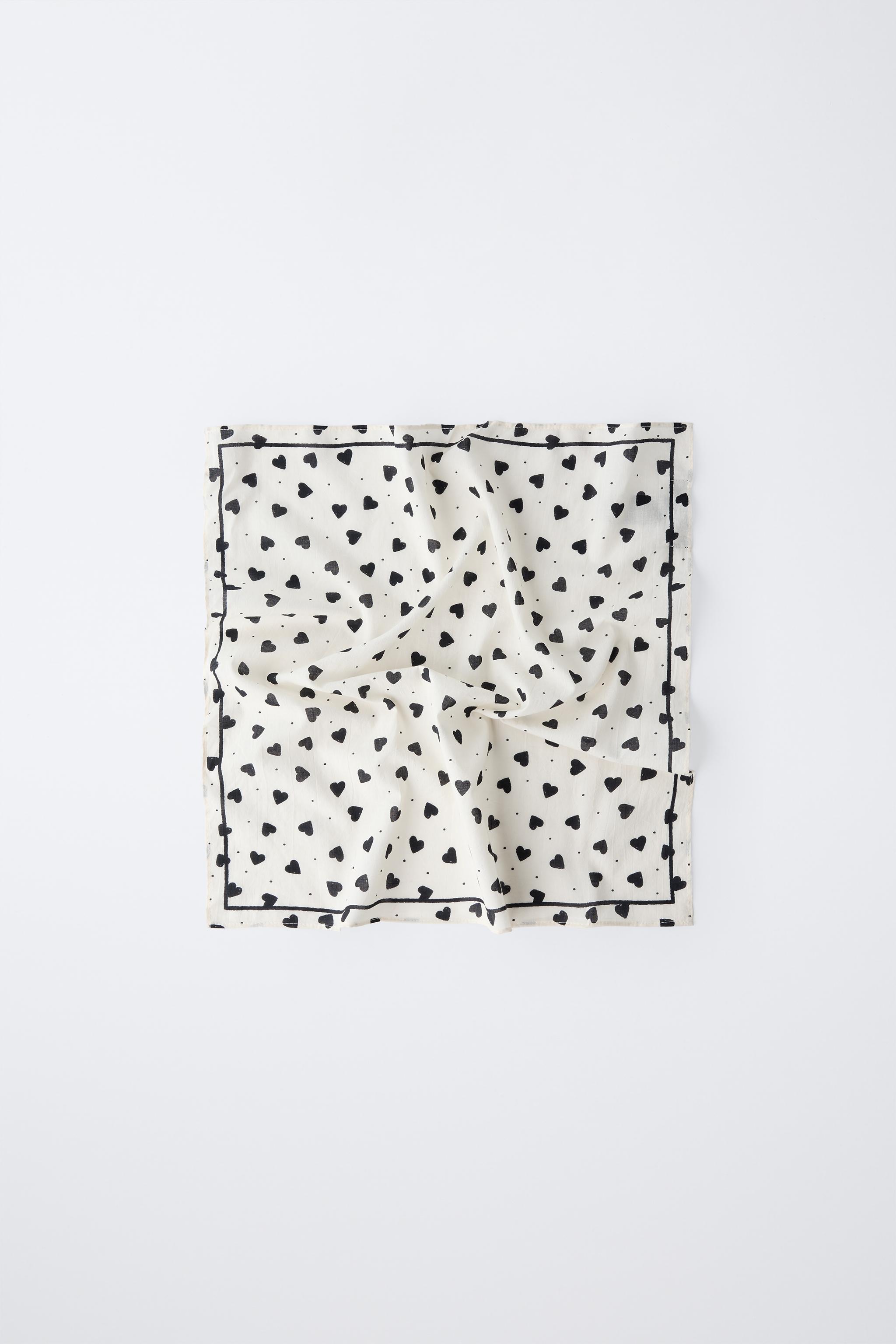 HEART AND POLKA DOT PRINT SQUARE BANDANA
