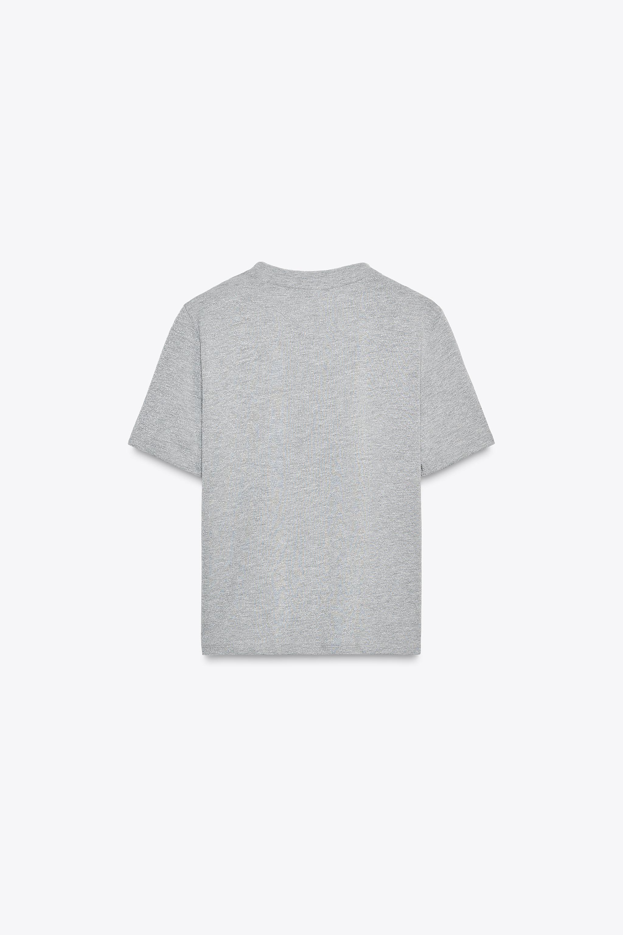 METALLIC THREAD TEXT T-SHIRT
