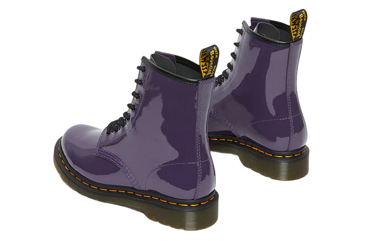 (WMNS) Lens Patent Leather 8 Martin boots Black Purple 27216628