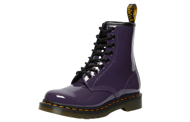 (WMNS) Lens Patent Leather 8 Martin boots Black Purple 27216628