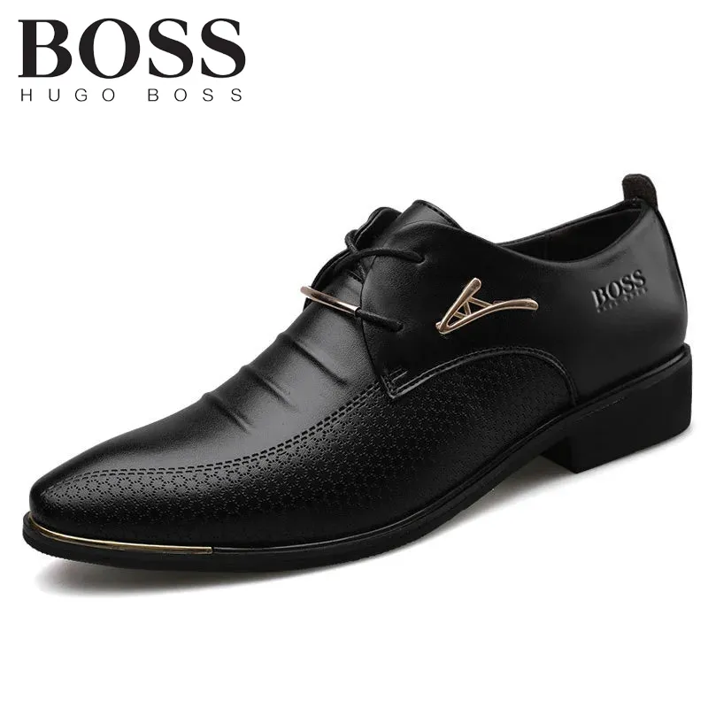 Sapatos casuais masculinos de couro de bezerro