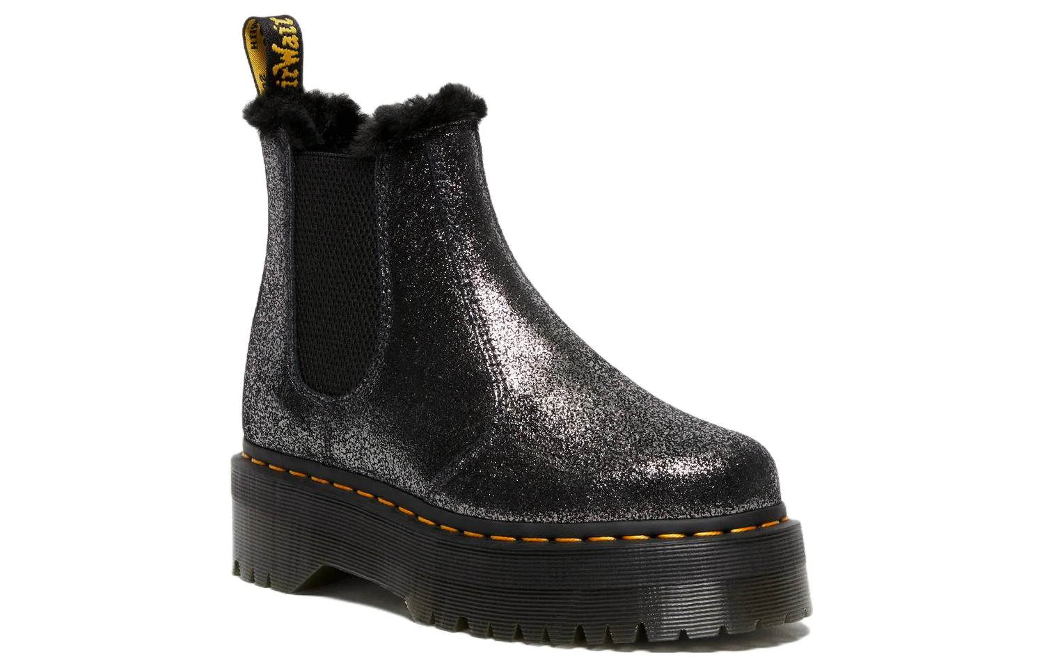 (WMNS) 2976 Faux Fur-Lined Metallic Platform Chelsea Boots 'Black' 27956012