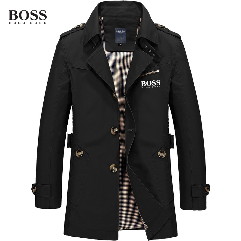 Men's Classic Trench Coat with Pocket