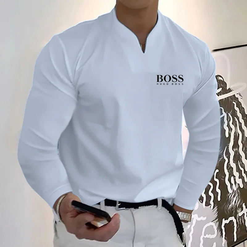 Men's casual long-sleeved handsome top