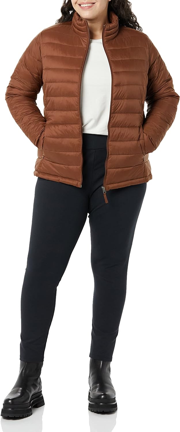 Amazon Essentials Women's Lightweight Long-Sleeve Water-Resistant Packable Puffer Jacket (Available in Plus Size)