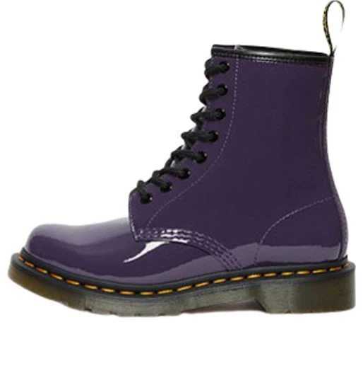(WMNS) Lens Patent Leather 8 Martin boots Black Purple 27216628