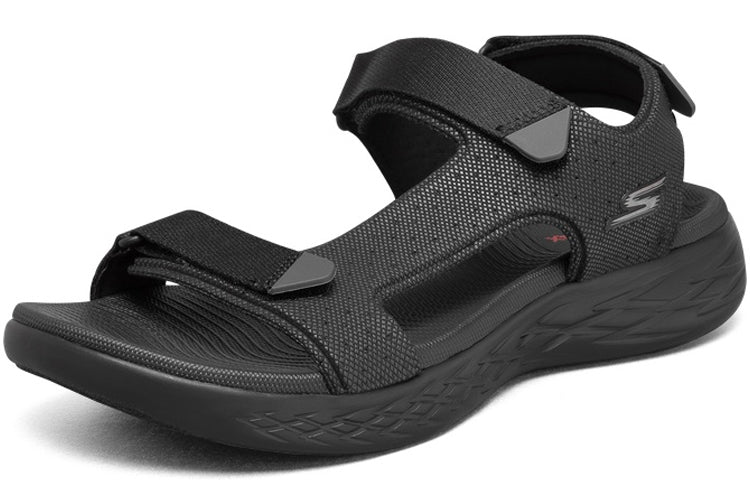 On The Go 600 Velcro Outdoor Open Toe Flat Heel Sports Full Black Sandals 55383-BBK