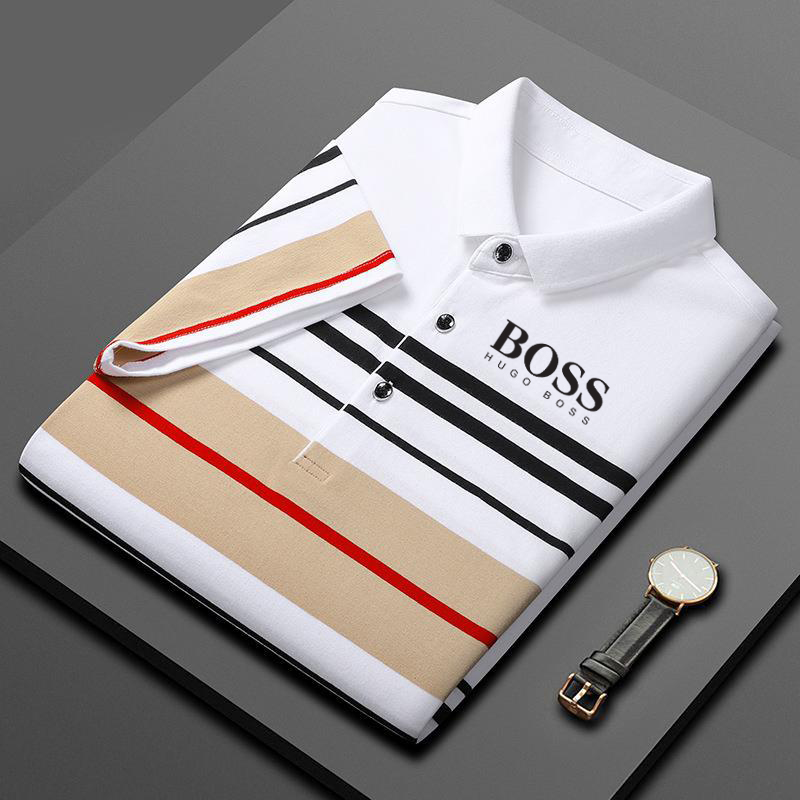 Men's high-end striped cotton T-shirt