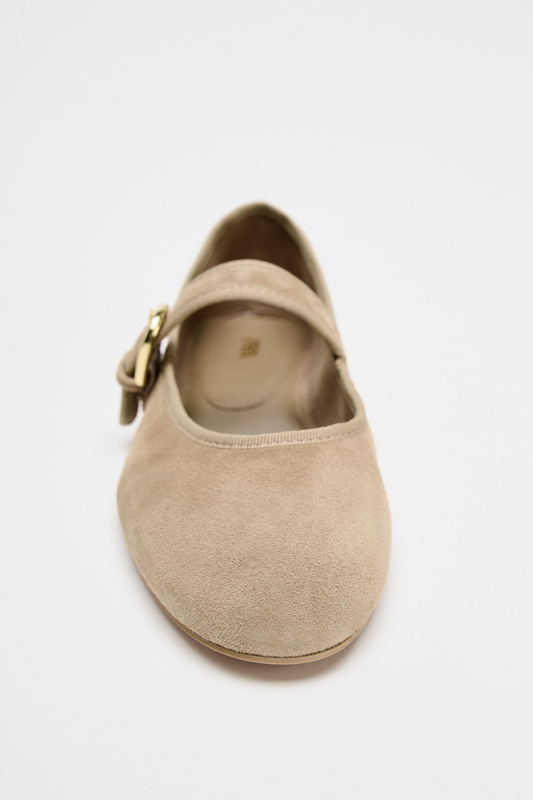 SUEDE STRAP BALLET FLATS