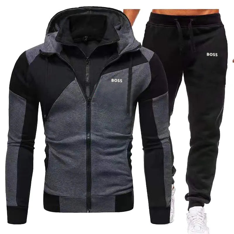 MENS CASUAL HOODIES SWEATSHIRT TWO PIECES SUITS