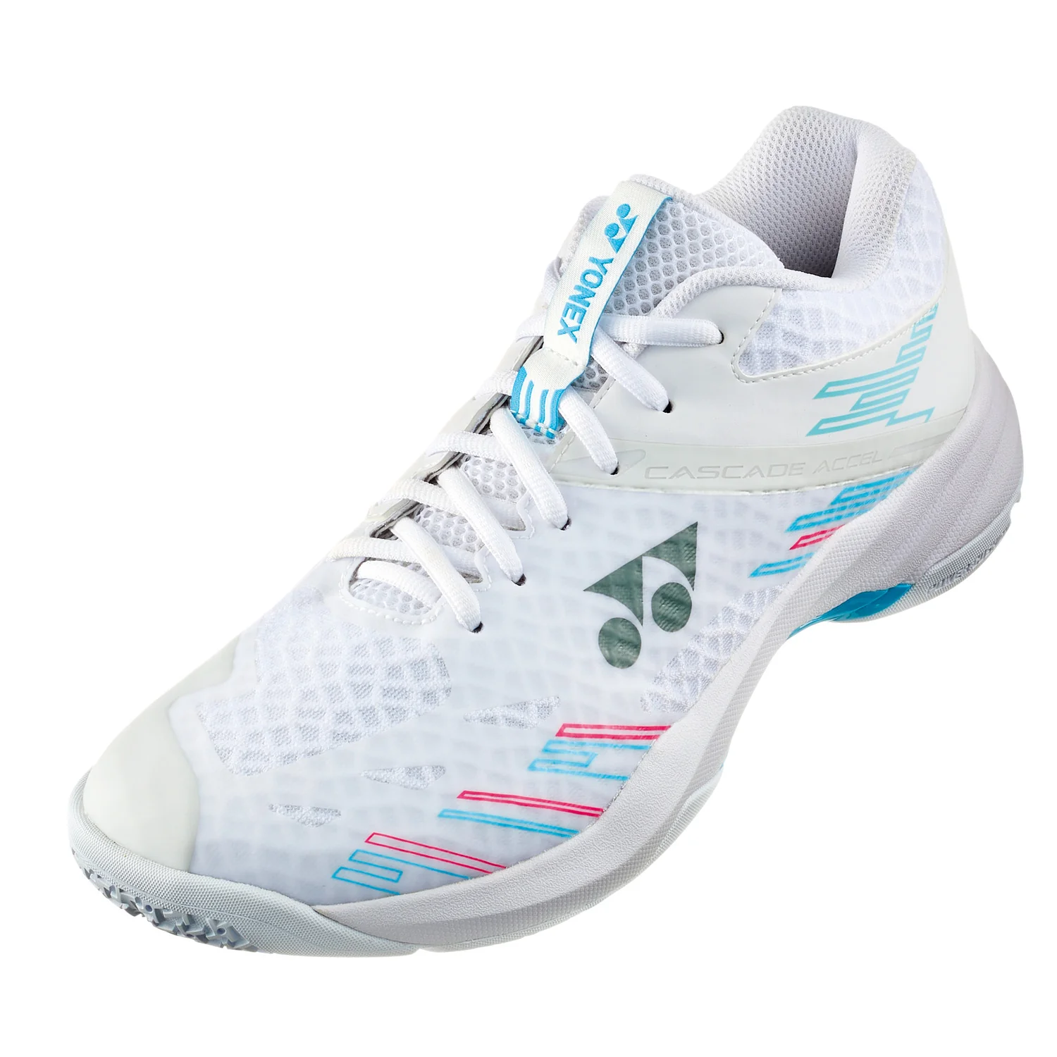 Outlet Power Cushion Cascade Accel (White/Sky Blue) WIDE LADIES Badminton Shoes