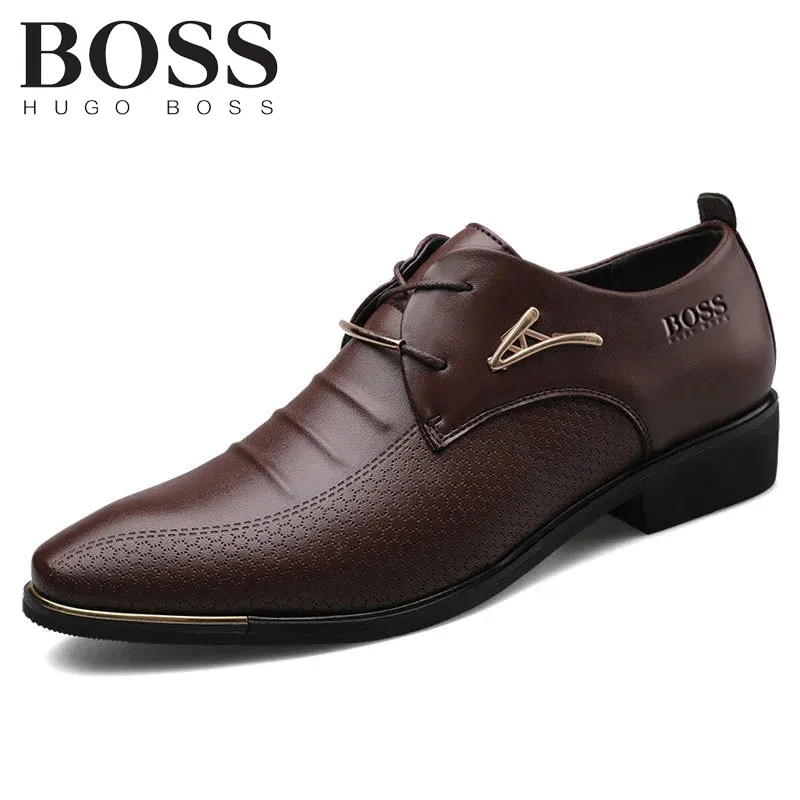 Sapatos casuais masculinos de couro de bezerro