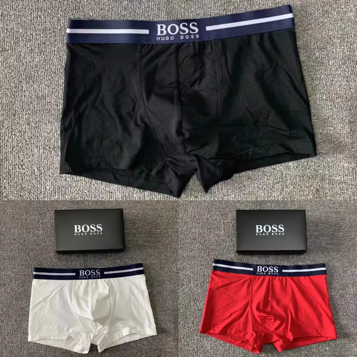 Men's logo side mixed color boxer briefs 3 pack