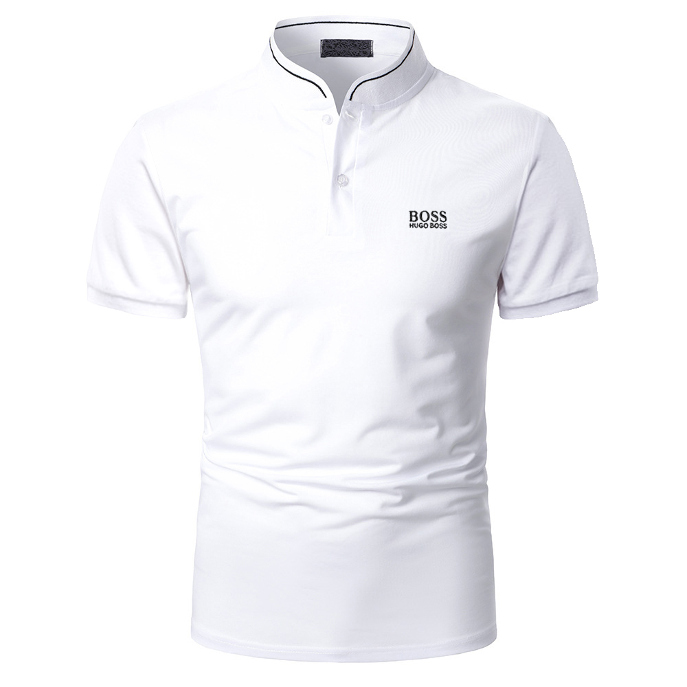 Solid color men's casual short-sleeved polo shirt