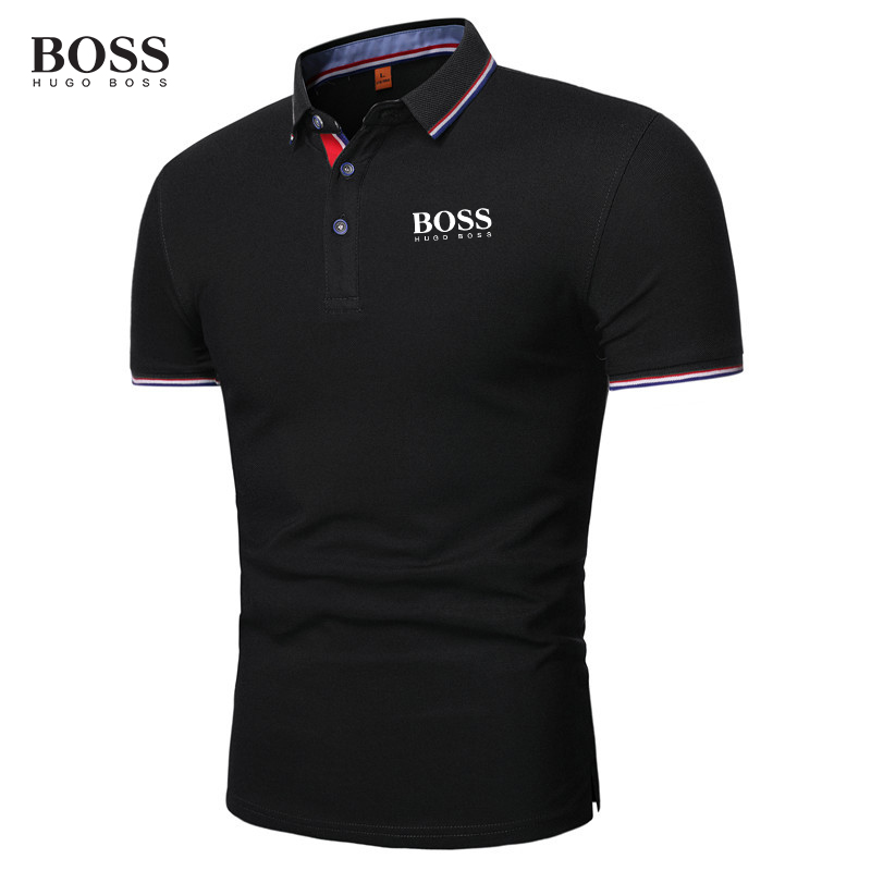Shirt Men Button Stand Collar Short Sleeve Polo Shirts