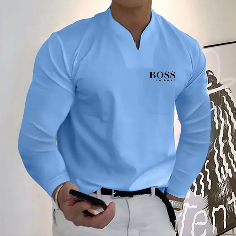Men's casual long-sleeved handsome top