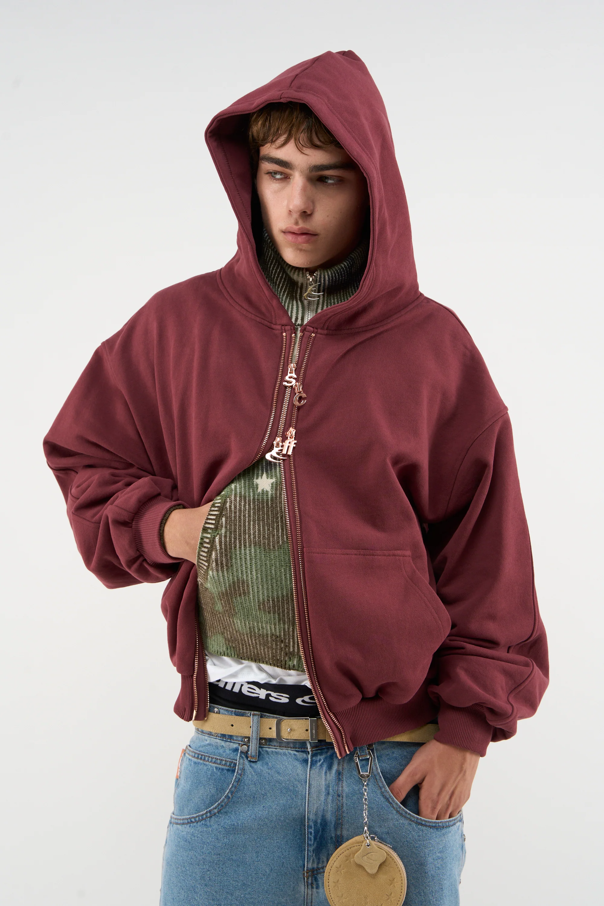 Steel Burgundy Zipper