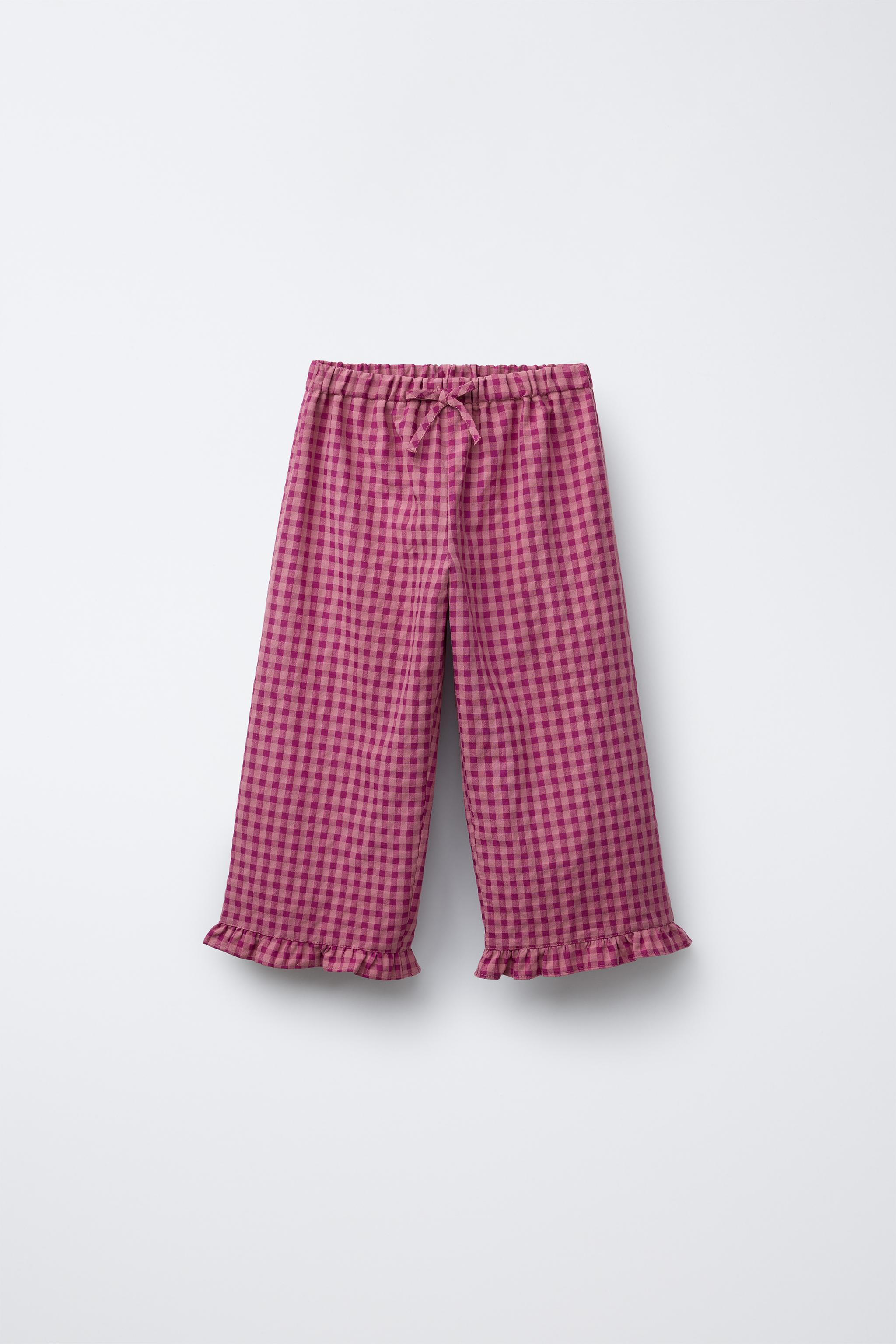 GINGHAM STRAIGHT-LEG PANTS