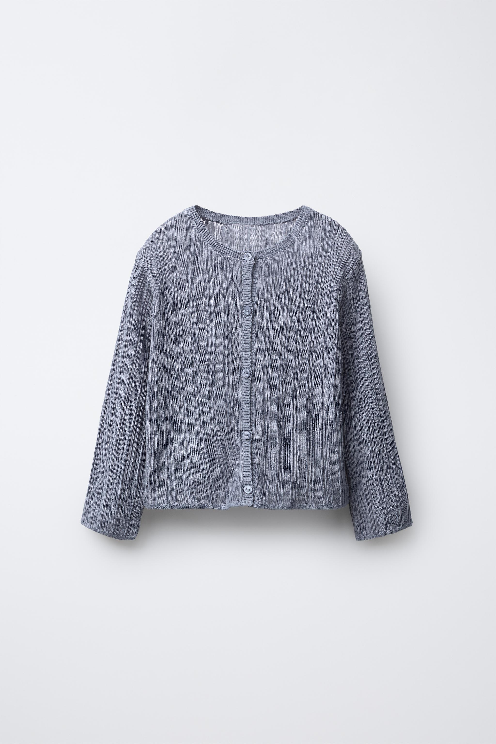 RIB KNIT CARDIGAN WITH LINEN