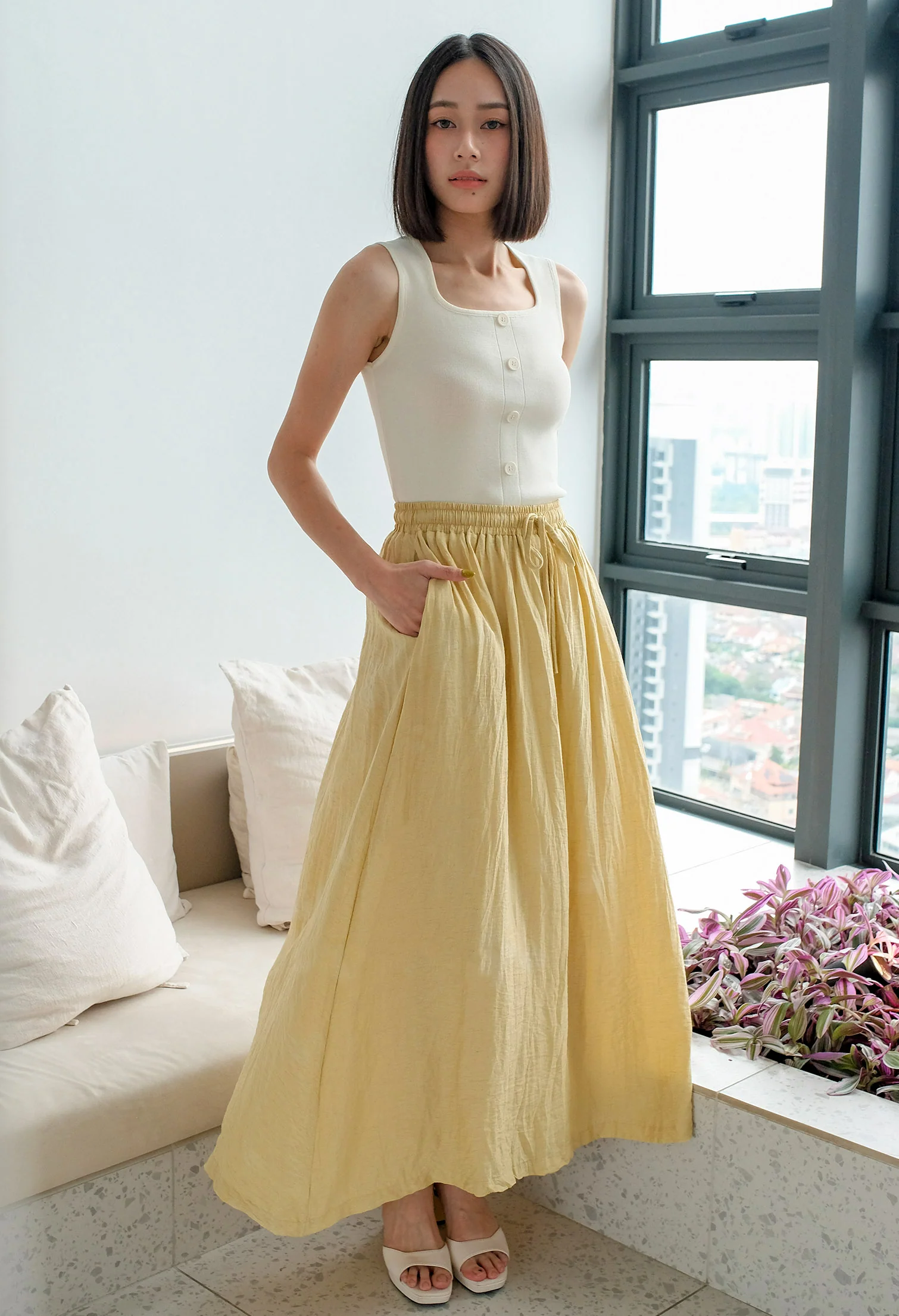 Nova Bloom Knitted Vest Maxi Skirt Two-piece