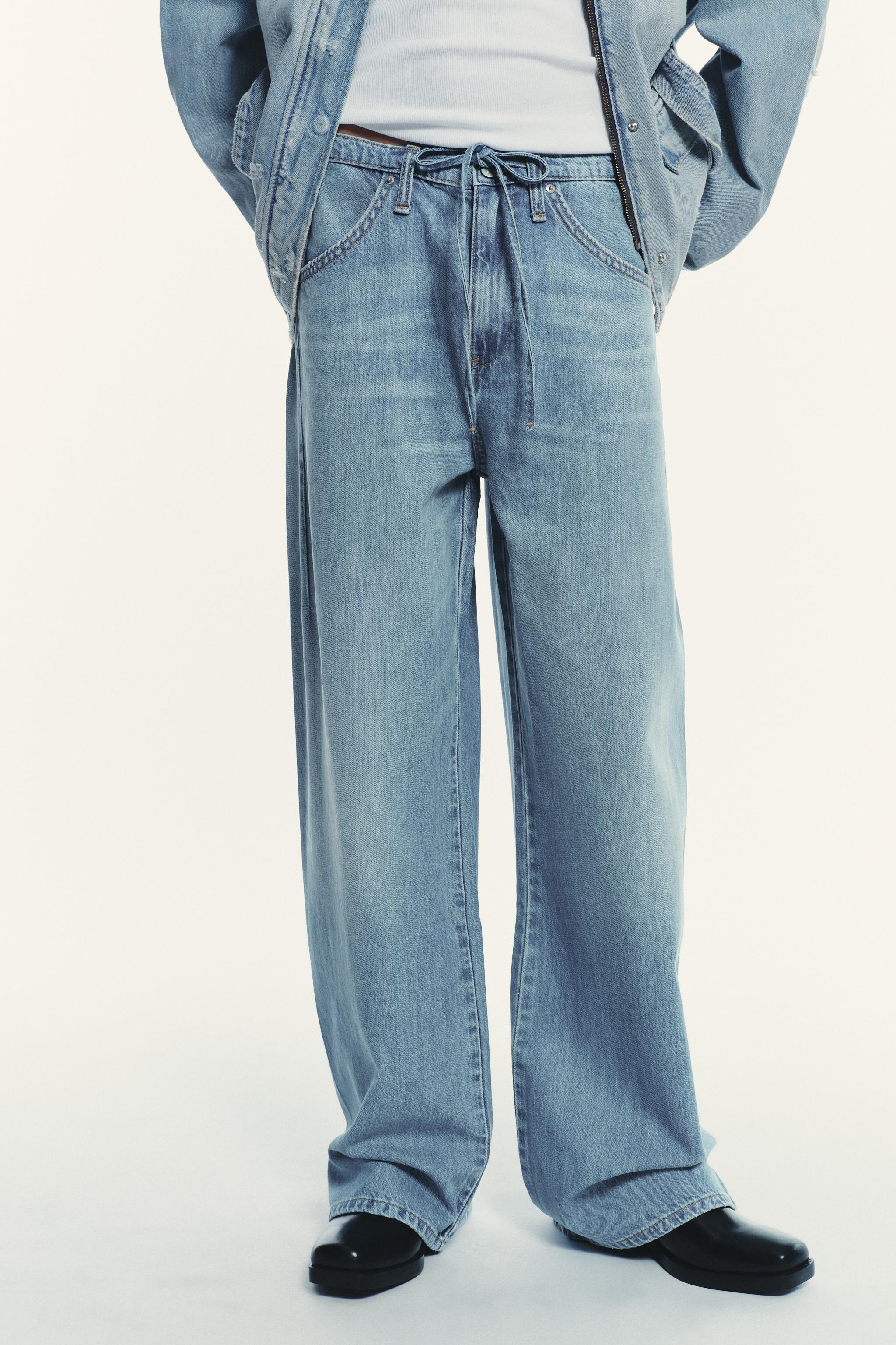 TRF FLOWY DRAWSTRING DENIM PANTS